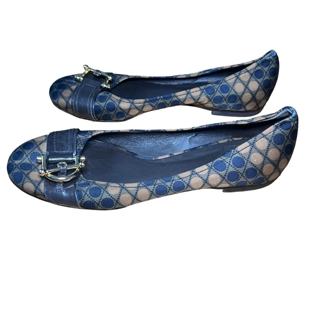 TORY BURCH Noel Satin Horsebit Polka Dot Flats